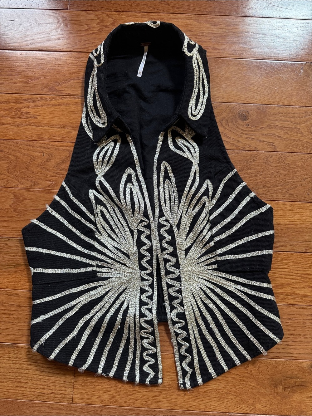 Free People Black & Silver Embellished Women's Vest